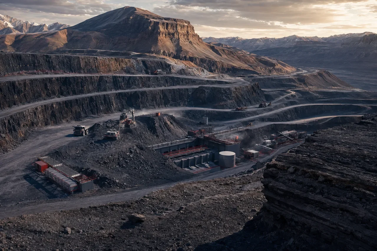 Illustrative open-pit mine representing mining