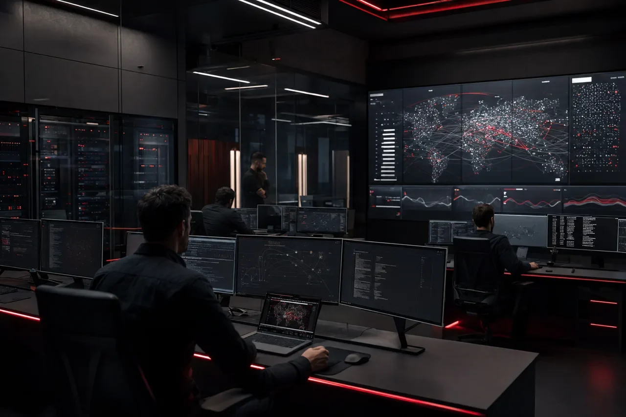 Illustrative technology centre representing digital infrastructure and cybersecurity